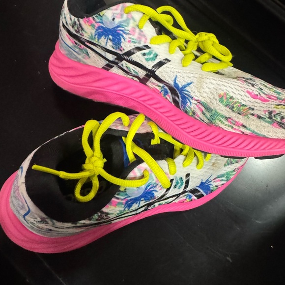 ASICS Women's Pink and Yellow Athletic Shoes - Picture 3 of 6